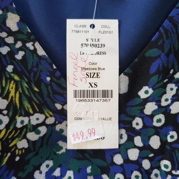 White House Black Market WHBM Floral Long Sleeve Midi Dress XS - Picture 5 of 11